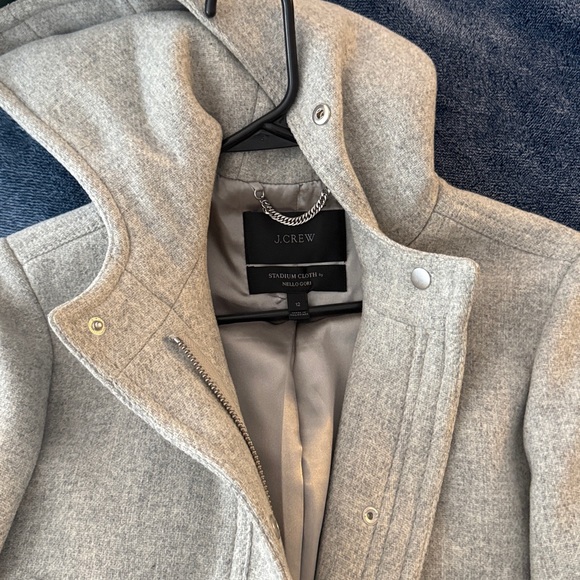 J. Crew Chateau parka Italian stadium-cloth wool HTHR DUSK/gray Size 12 - Picture 8 of 8